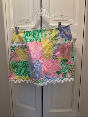 LILLY PULITZER GARDNER MINI  SKORT SIZE 6 MULTI BRIGHT DELIGHT PATCH EXCELLLENT